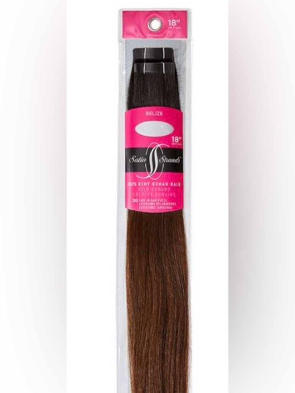 Satin Strands 100% Remy Human Hair Tape- In Hair Extensions Belize 18” 20 Pieces